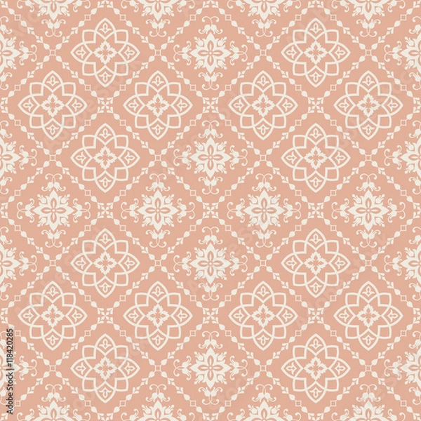 Fototapeta Seamless damask pattern. Endless pattern can be used for ceramic tile, wallpaper, linoleum, web page background