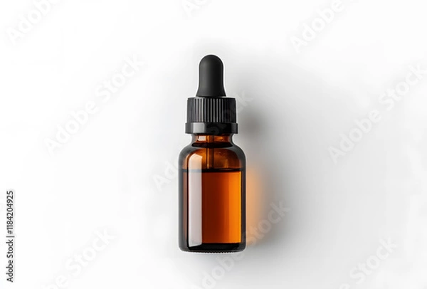 Fototapeta Dropper bottle with black cap mock up isolated on white background