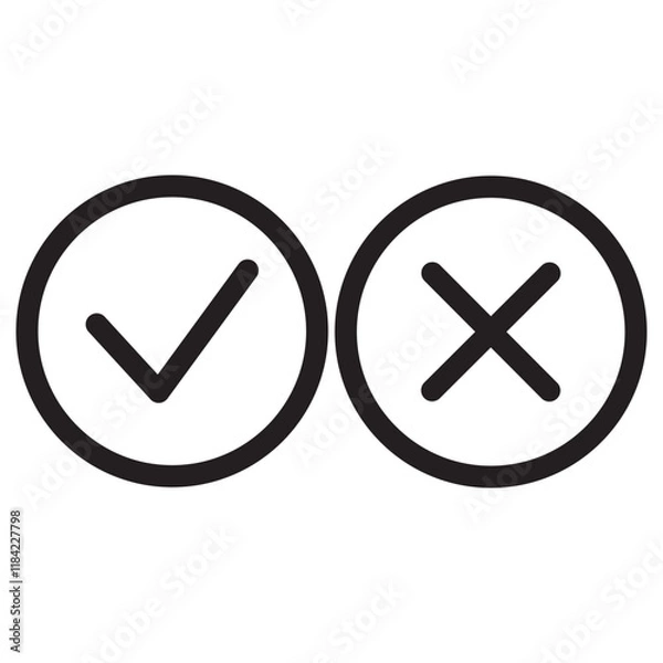Fototapeta Cross check mark icons. Yes or no isolated on white background. Vector illustration