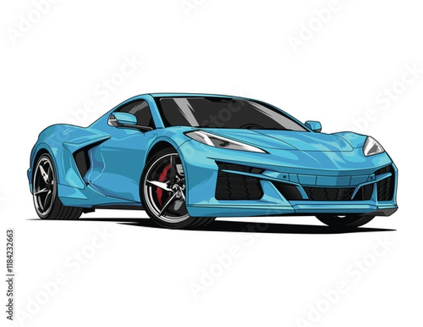 Fototapeta Super Car Blue candy color Vector with Transparent Background