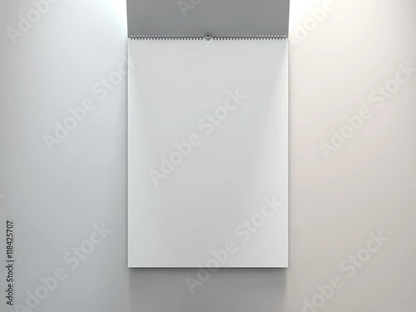 Fototapeta calendar on a grey wall. 3d rendering