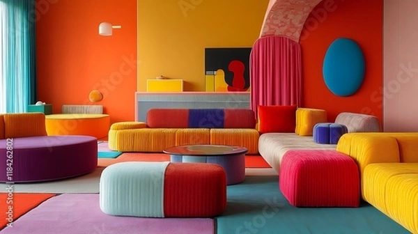 Obraz Amusing design with quirky, modular furniture and bright, bold colors 