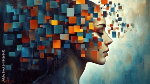 Fototapeta Artistic representation of mental health struggles and wellness. 