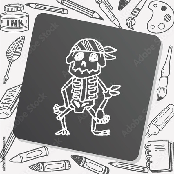 Fototapeta skull doodle