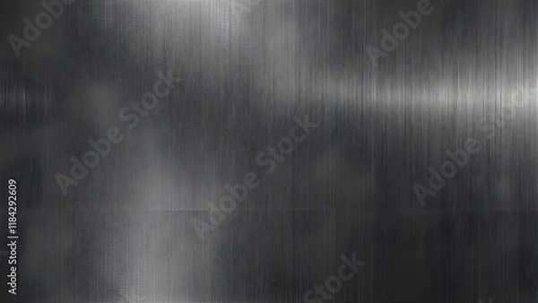 Fototapeta Brushed polished silver metal texture with reflexion background Generative AI