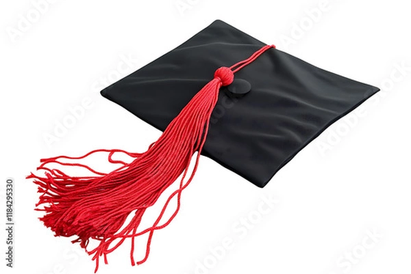 Fototapeta graduation cap with a red tassel on white background.PNG
