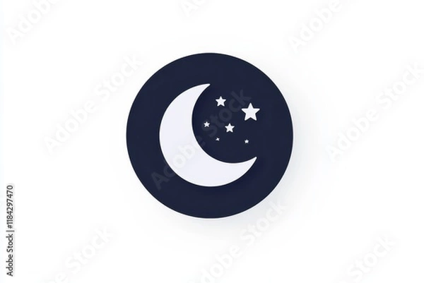Fototapeta Night sky design featuring a crescent moon and stars in a minimalist style to evoke tranquility and wonder