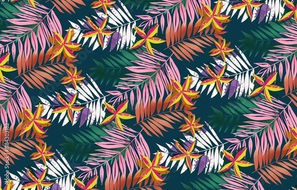 Obraz Seamless  Abstract tropical foliage background design for surfaces 