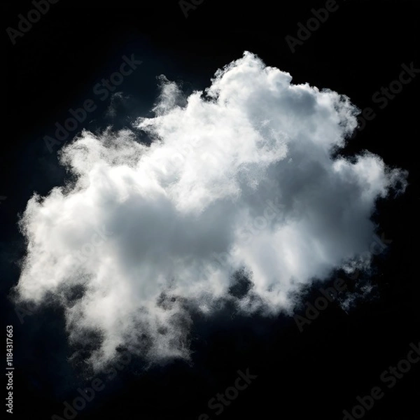 Fototapeta White clouds isolated on black background