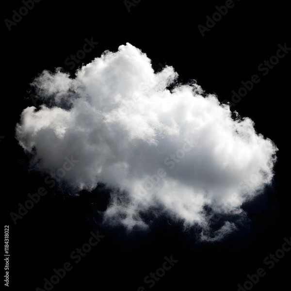 Obraz White clouds isolated on black background