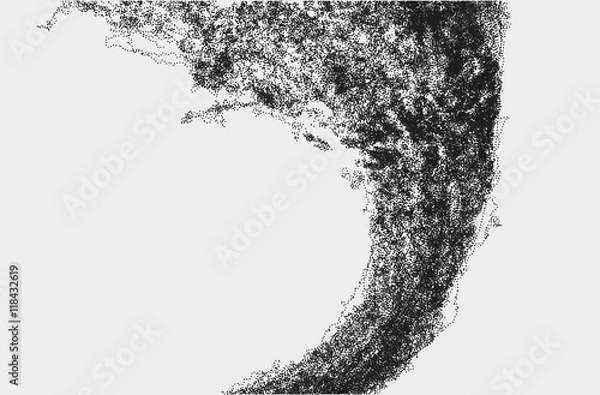 Fototapeta Abstract massive structure made by shuffled round particles. Swarm of dots. Rippled random halftone illustration for backdrop. Element of design for a poster, cover, business card, invitation or web.