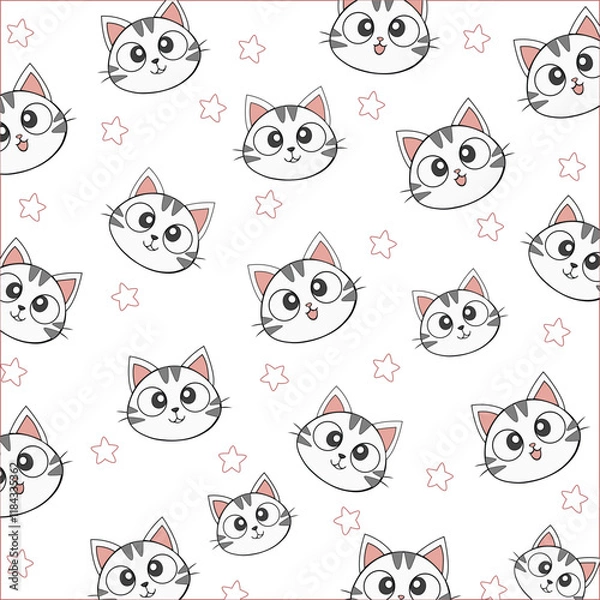 Fototapeta seamless pattern with cat