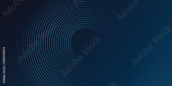 Fototapeta Abstract blue glowing geometric lines on dark blue background. Modern shiny blue circle lines pattern. Futuristic technology concept. Suit for cover, poster, banner, header, website.