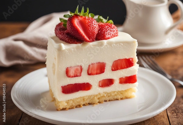 Obraz Light and Lovely Strawberry Cream Cake Slice