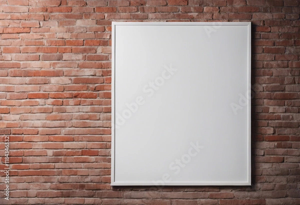 Obraz Clean White Frame on Rustic Brick Wall