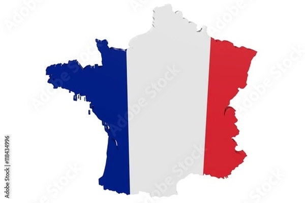 Obraz Map of France in the colors of the national flag