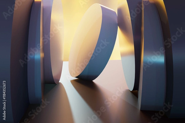 Obraz Warm light on abstract background with geometric forms