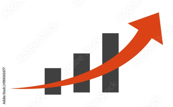 Fototapeta Rising Bar Graph with Red Arrow