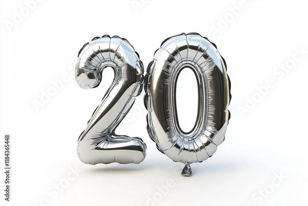 Obraz silver balloon floating number 20