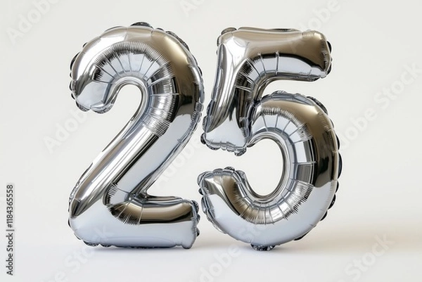 Obraz silver balloon floating number 25