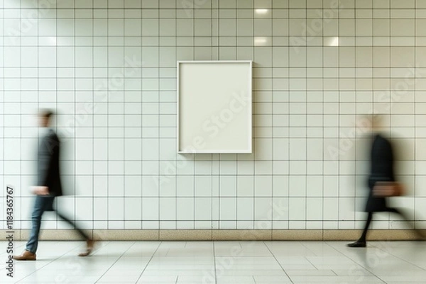 Obraz People walking in front of posters mockup