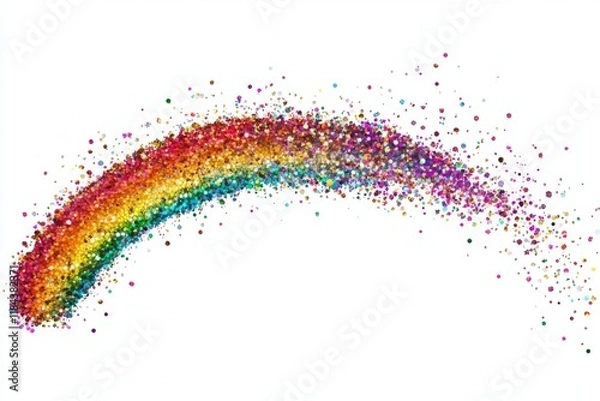 Obraz Colorful rainbow made of glitter on white background, flat design vector illustration in clipart style, high-resolution and vibrant.