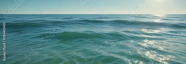 Fototapeta Peaceful abstract water scene with gentle waves on green blue gradient background , aquatic, beach