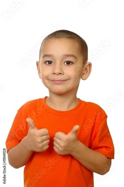 Obraz Five year old boy giving thumbs up