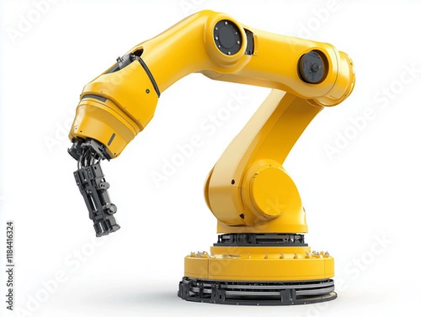 Fototapeta A white background highlights the robotic arm, which includes a clipping path for editing.





