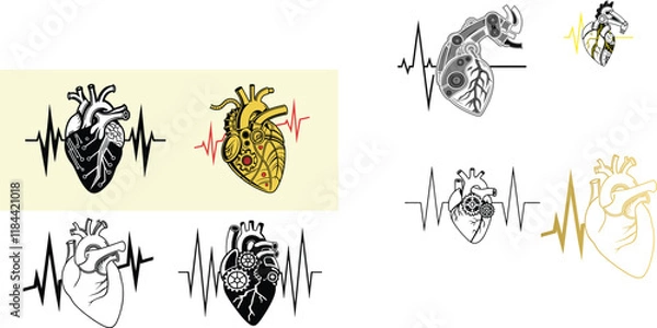 Obraz Bio-Mech Heart The Fusion of Life and Technology