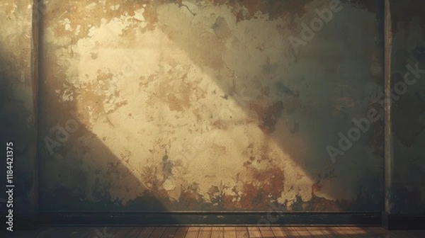 Fototapeta Weathered concrete surface, rough texture with stains and imperfections, showcasing an urban decay aesthetic, ideal for backgrounds or artistic projects.