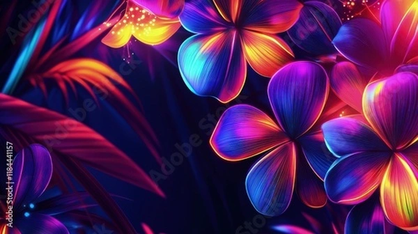 Fototapeta Scattered throughout are delicate, painterly representations of flowers, their petals dissolving into the background, adding an ethereal quality.