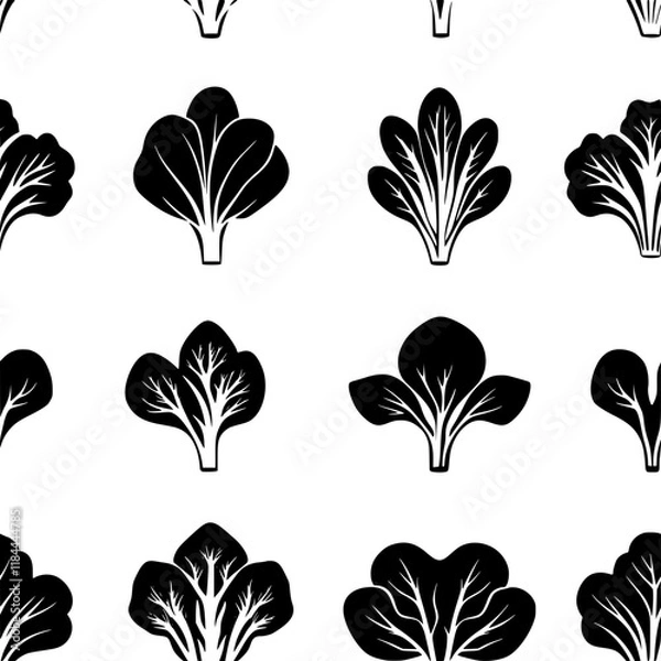 Fototapeta Collection of Bok choy continuous icon pattern, Bok choy vectorized artwork