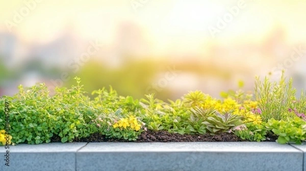 Obraz Vibrant Garden Space on Urban Rooftop