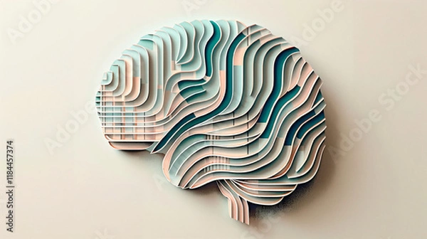 Fototapeta Aging human brain model with subtle cracks and fading colors, symbolizing cognitive decline and mental health. Concept of aging, neuroscience, and mental wellness.