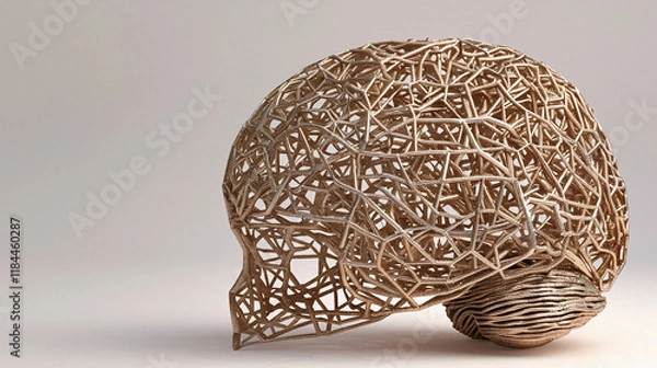 Fototapeta Aging human brain model with subtle cracks and fading colors, symbolizing cognitive decline and mental health. Concept of aging, neuroscience, and mental wellness.