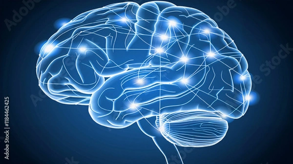 Fototapeta Aging human brain model with subtle cracks and fading colors, symbolizing cognitive decline and mental health. Concept of aging, neuroscience, and mental wellness.