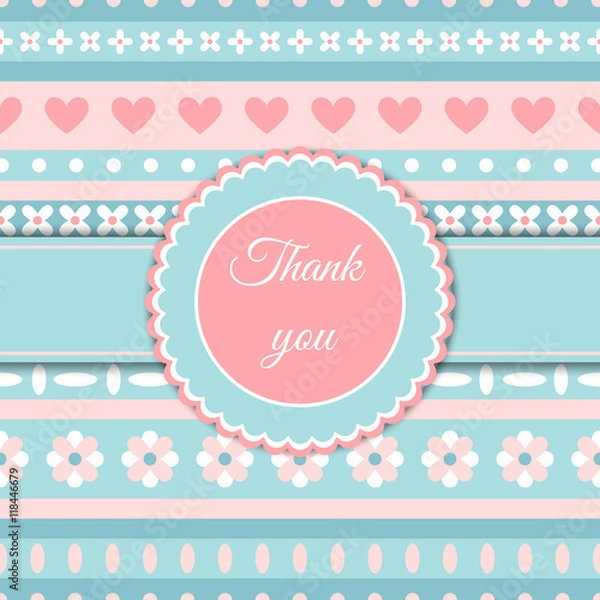 Fototapeta Cute romantic card with heart and flower. Vector illustration