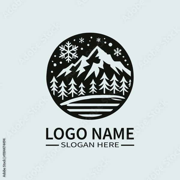 Obraz World Snow Day Logo Design, Winter Wonderland Logo, Snowy Day Logo, Winter Sports Logo, Frozen Fun Logo