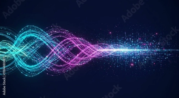 Fototapeta Abstract 3D Neural Network with Colorful Data Streams Representing Artificial Intelligence and Big Data Analytics