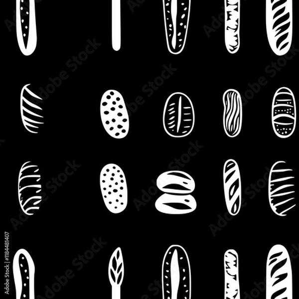 Fototapeta Collection of Breadsticks icons, Breadsticks vectorized seamless pattern