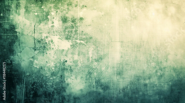 Fototapeta Vintage green motion blur abstract light leak overlay background with a dusty noise grain texture. Grunge style dusty overlay light leak background. Green light overlay, leak flare, light effect