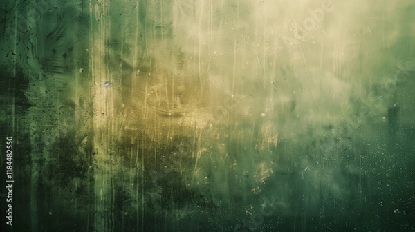 Fototapeta Vintage green motion blur abstract light leak overlay background with a dusty noise grain texture. Grunge style dusty overlay light leak background. Green light overlay, leak flare, light effect