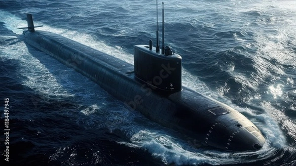 Obraz Exploring the capabilities of modern nuclear submarines on the water.