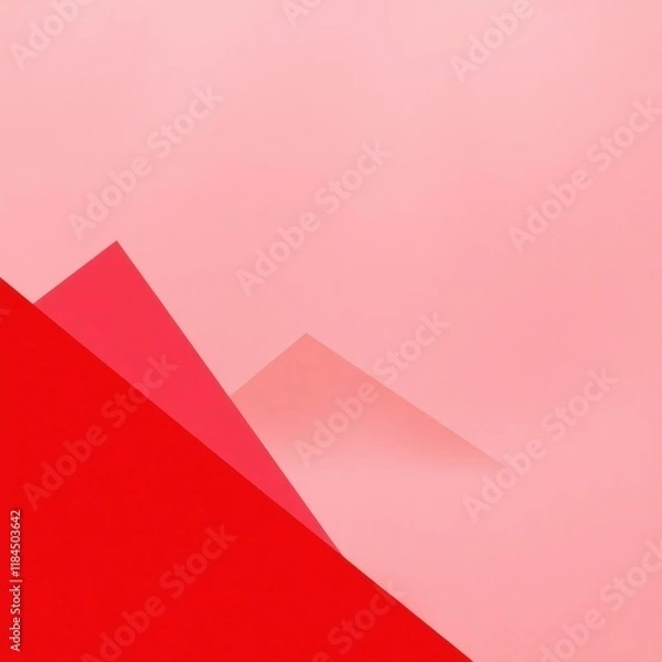 Fototapeta Abstract composition of red triangles and soft pink background creating a harmonious blend of color and form in a minimalist style