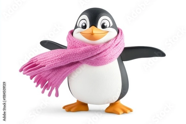 Obraz 3d cartoon penguin with scarf