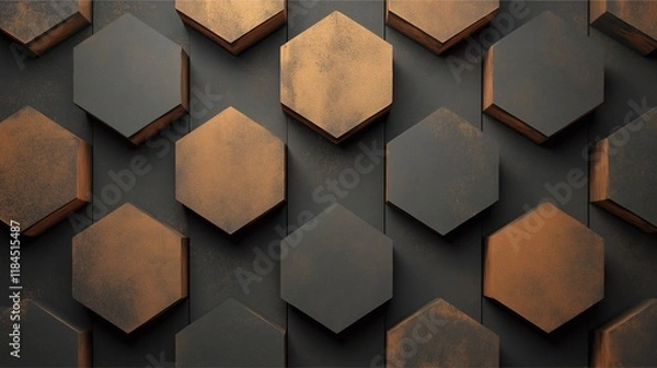 Obraz Metallic Hexagonal Pattern with Isometric Design