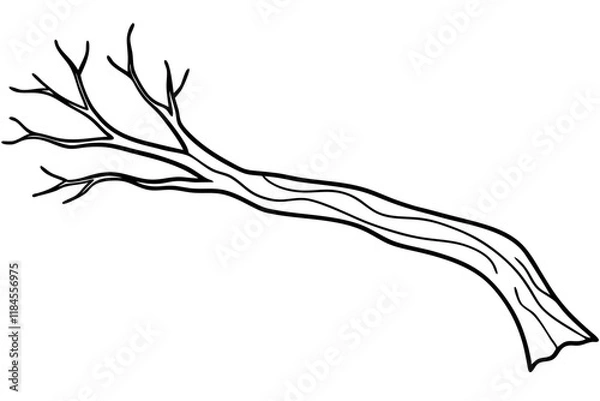 Fototapeta Chopped Thin Long Tree Trunk Branch with Bar - SVG Vector Illustration