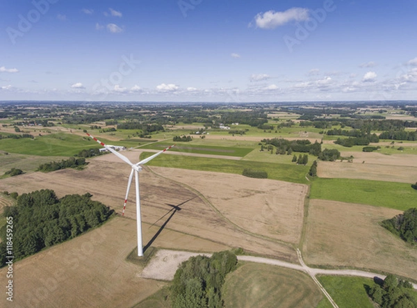 Fototapeta Wind turbines in Suwalki. Poland. View from above. Summer time.