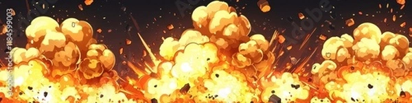 Obraz Fiery Explosion Massive Blast Cartoon Style Fire VFX Animation Game Asset Comic Book Explosion